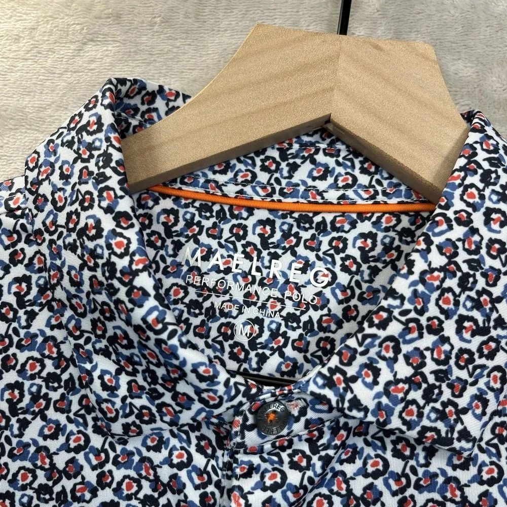 Maelreg‎ Performance Polo Shirt Men's M All Over Print NEW